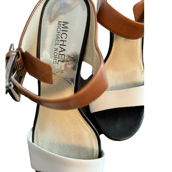 Michael Kors Beverly Buckled Color Block Stiletto Heel Sandals - Picture 4 of 11
